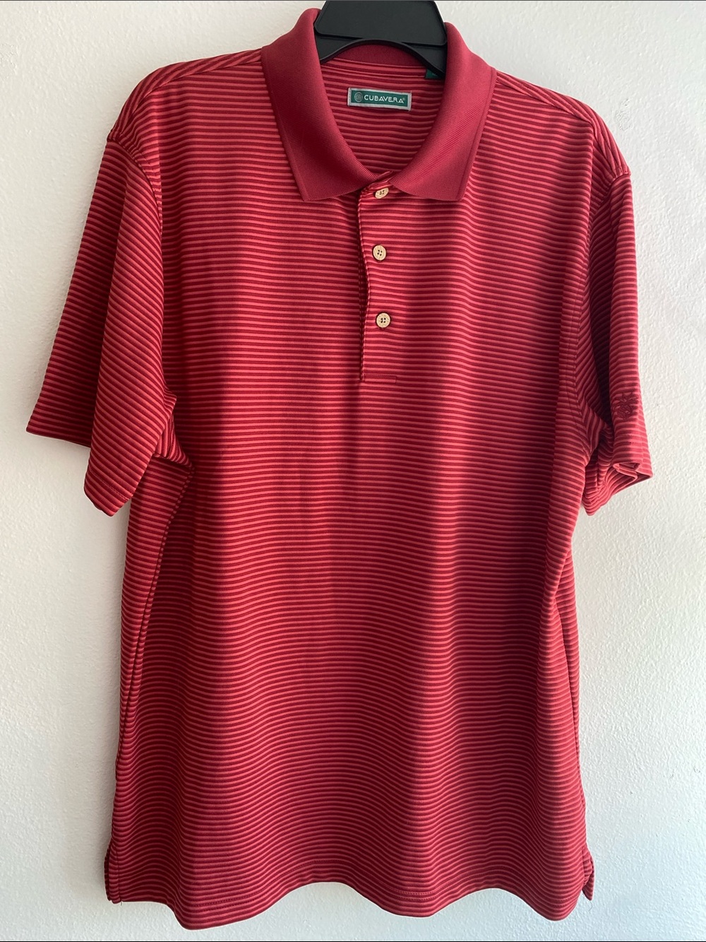 Cubavera Burgundy Red Micro-Striped Polo